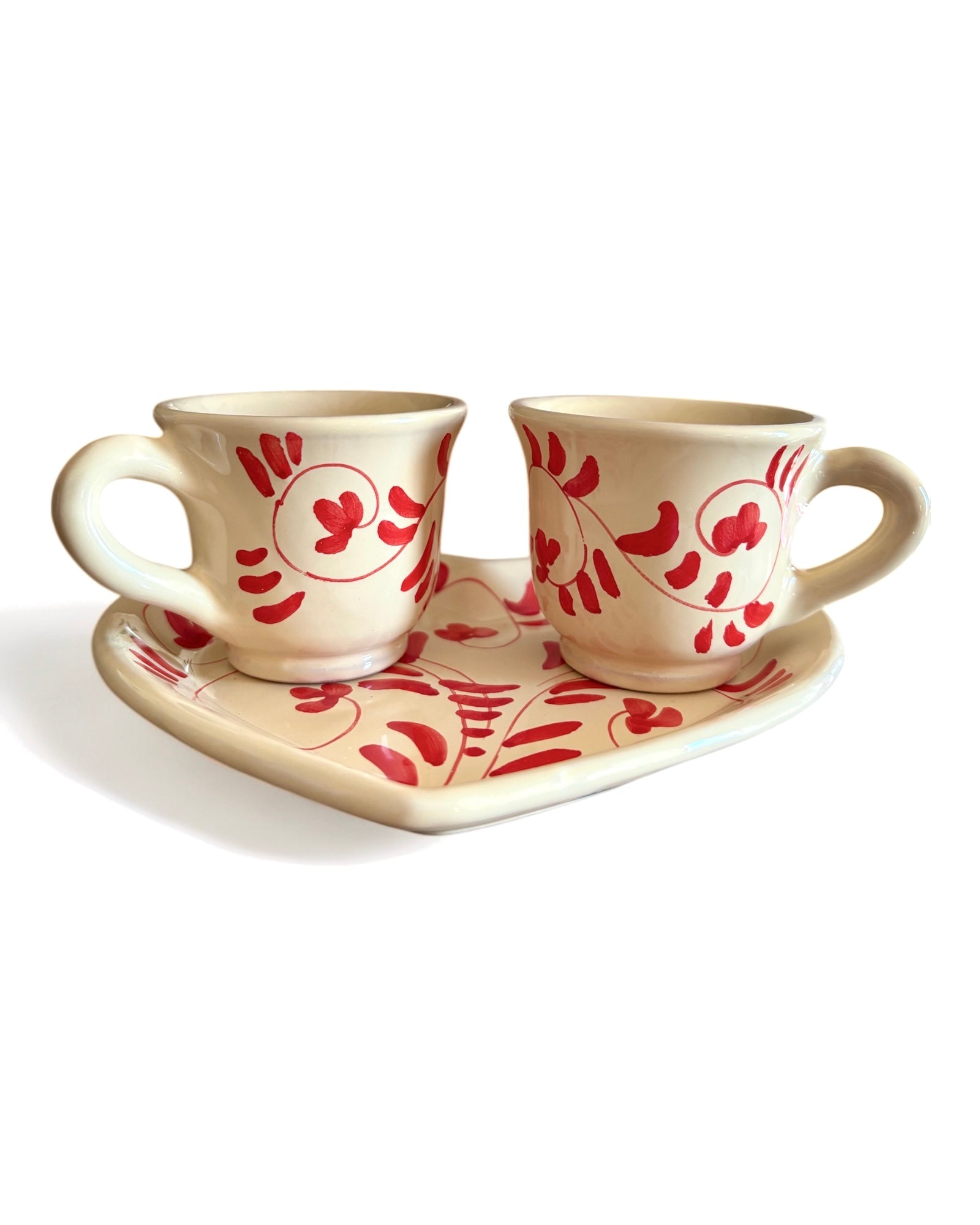 Caffè Cups for 2 on a heart Shaped Plate