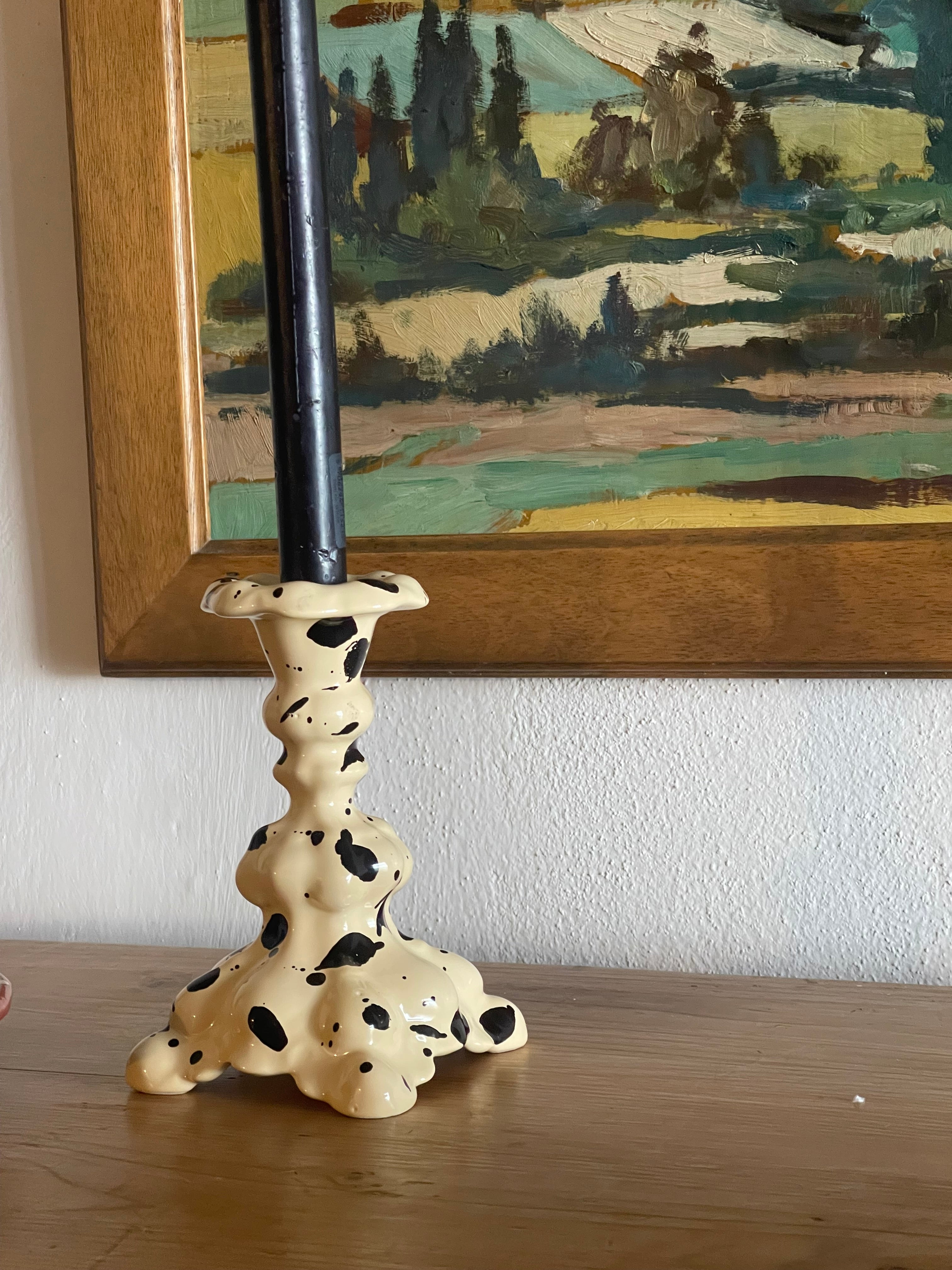 Baroque candlestick ceramic italian