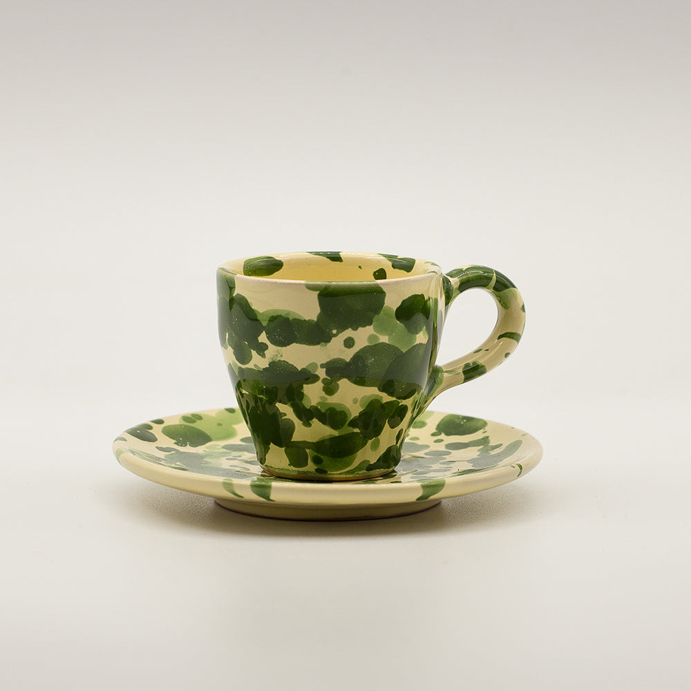 Classic Italian style espresso cup with plate