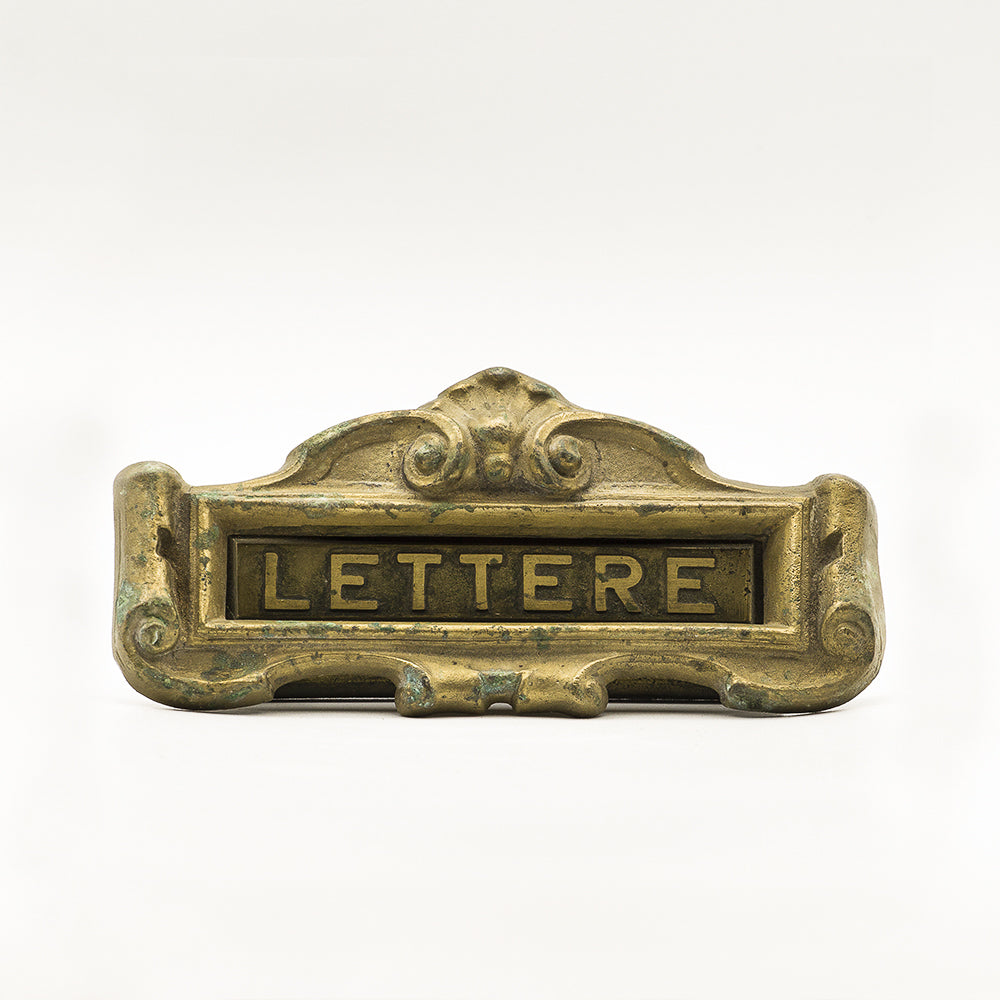 Antique Italian letter slot in bronze.