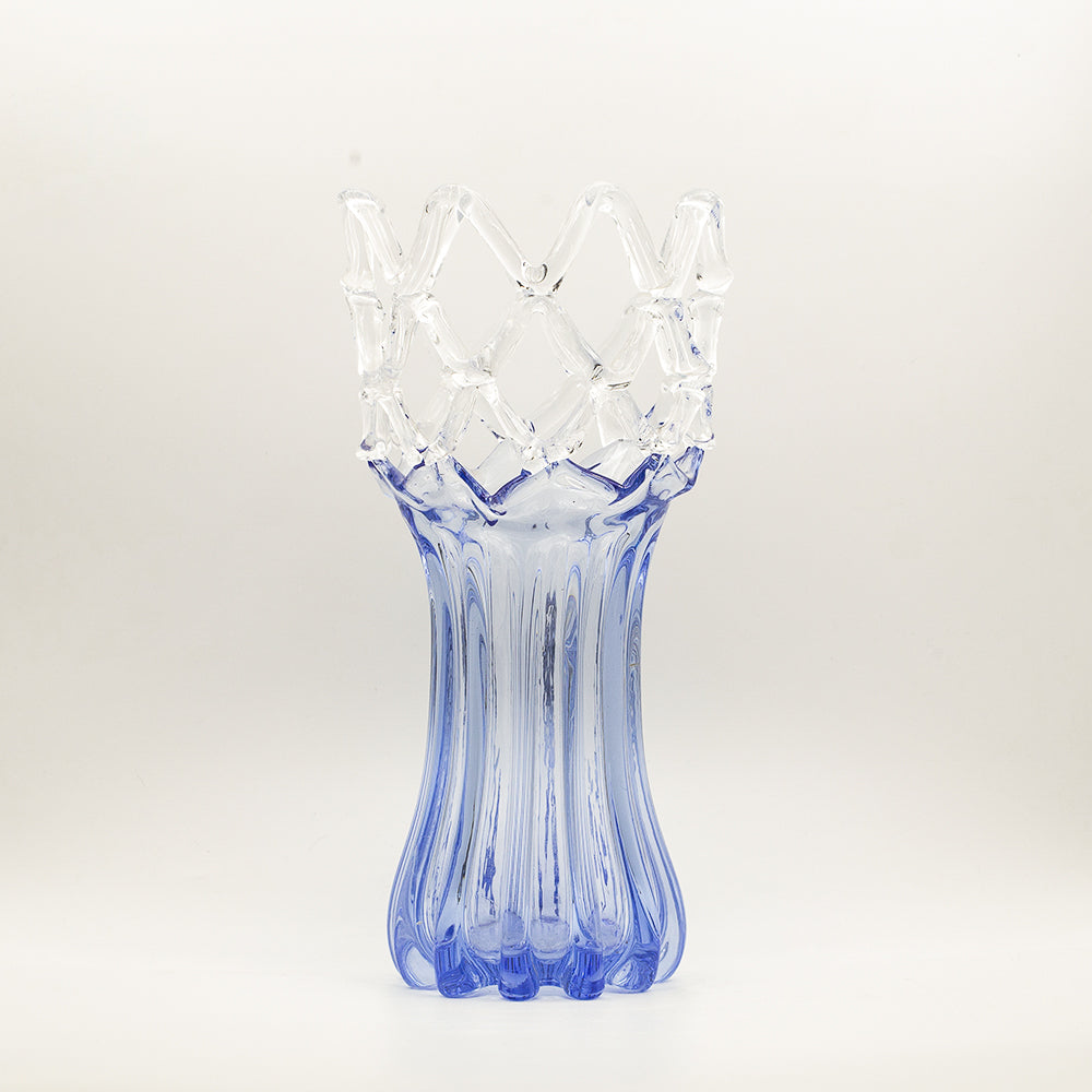 Murano glass flower vase. Blue.