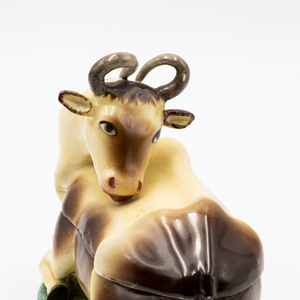 Cow butter dish in bone china